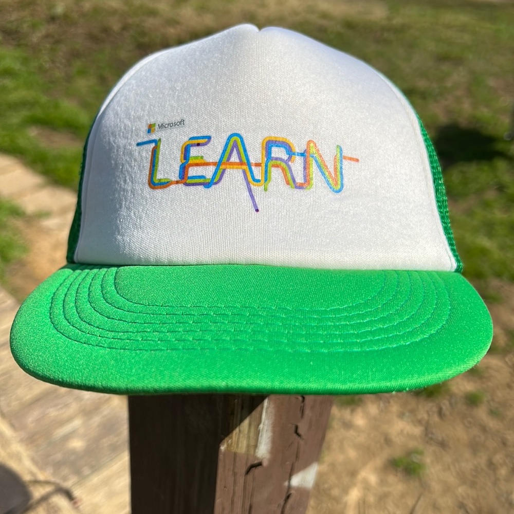 Y2k Microsoft Learn Computers White Green Trucker… - image 1
